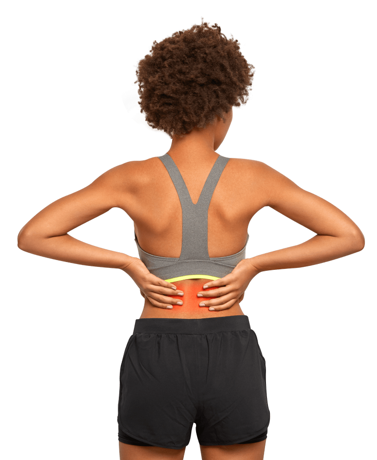 women showing back pain